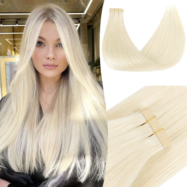 Effortless Updos: Tape-In Hair Extensions for Styling - Platinum Blonde